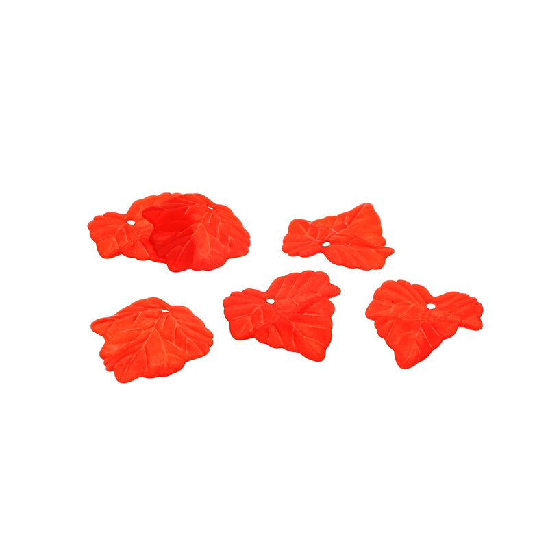 25 Red Leaf Acrylic Charms 2 Sided - K303