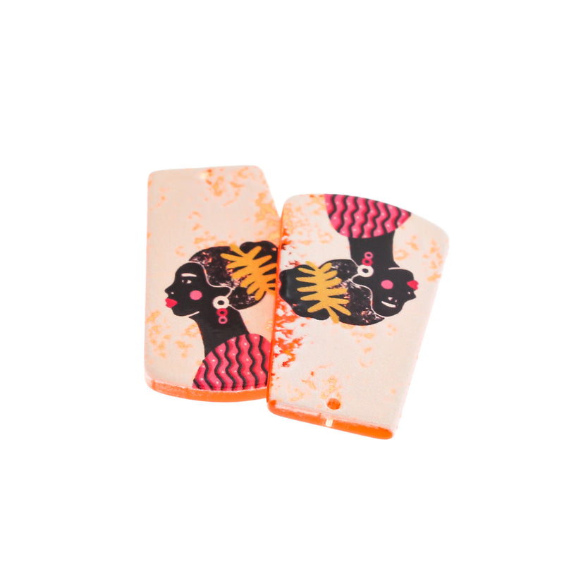 2 Trapezoid Women Acrylic Charms - K517