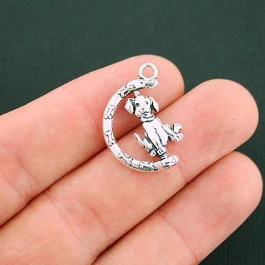 4 Dog Antique Silver Tone Charms 2 Sided - SC6068