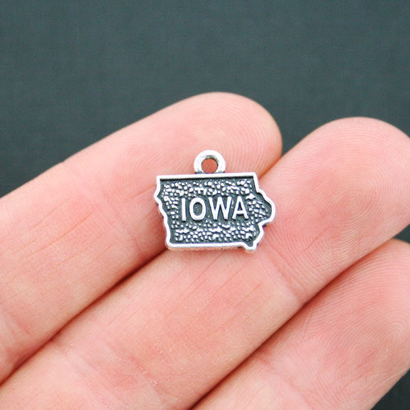 4 Iowa State Antique Silver Tone Charms 2 Sided - SC5215