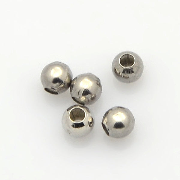 Perles d'espacement rondes 3mm x 3mm - ton argent - 50 perles - FD230
