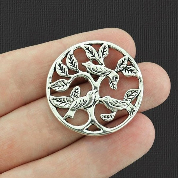4 Tree of Life Connector Antique Silver Tone Charms - SC4783
