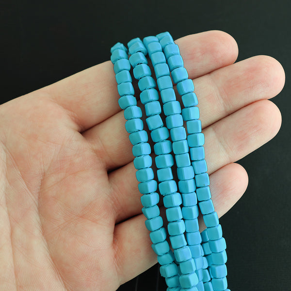 Cube Perles en Pâte Polymère 5mm - Bleu - 1 Rang 86 Perles - BD1539