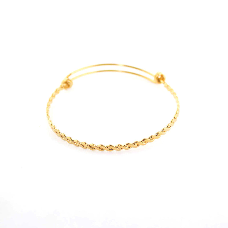 VENTE Bracelet jonc ajustable en acier inoxydable doré - 64 mm - 1 jonc - N322