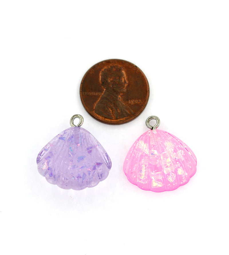 4 Seashell Resin Charms Assorted Colors - K293