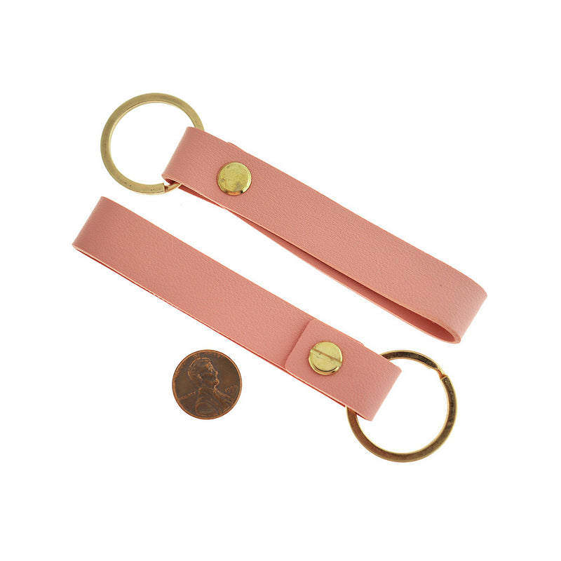 Pink Imitation Leather Lanyard Key Chain - 30mm - 1 Piece - FD1076
