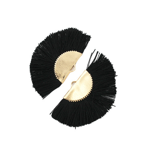 Fan Tassels - Gold Tone and Midnight Black - 2 Pieces - Z785