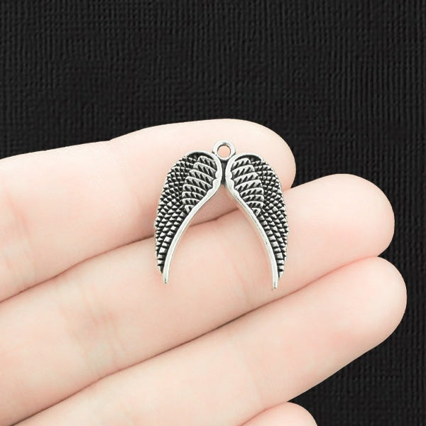 BULK 30 Angel Wings Antique Silver Tone Charms - SC1067