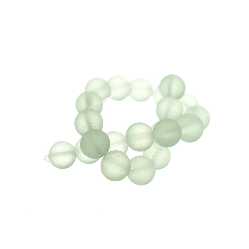 Round Cultured Sea Glass Beads 10mm - Pale Aqua - 1 Strand 19 Beads - U254