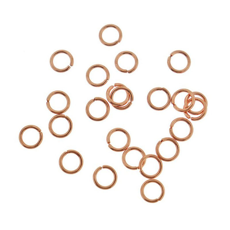 Rose Gold Stainless Steel Jump Rings 8mm - Open 16 Gauge - 100 Rings - SS095