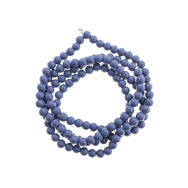 Round Glass Beads 6mm - Marine Blue - 1 Strand 133 Beads - BD2716