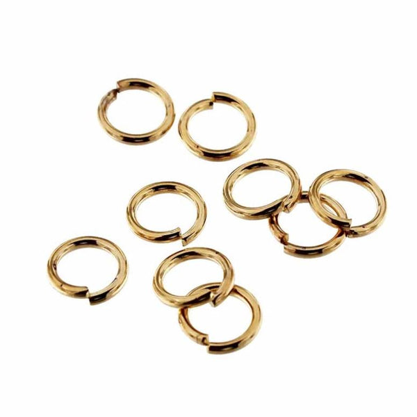 Gold Stainless Steel Jump Rings 8mm - Open 16 Gauge - 50 Rings - J148