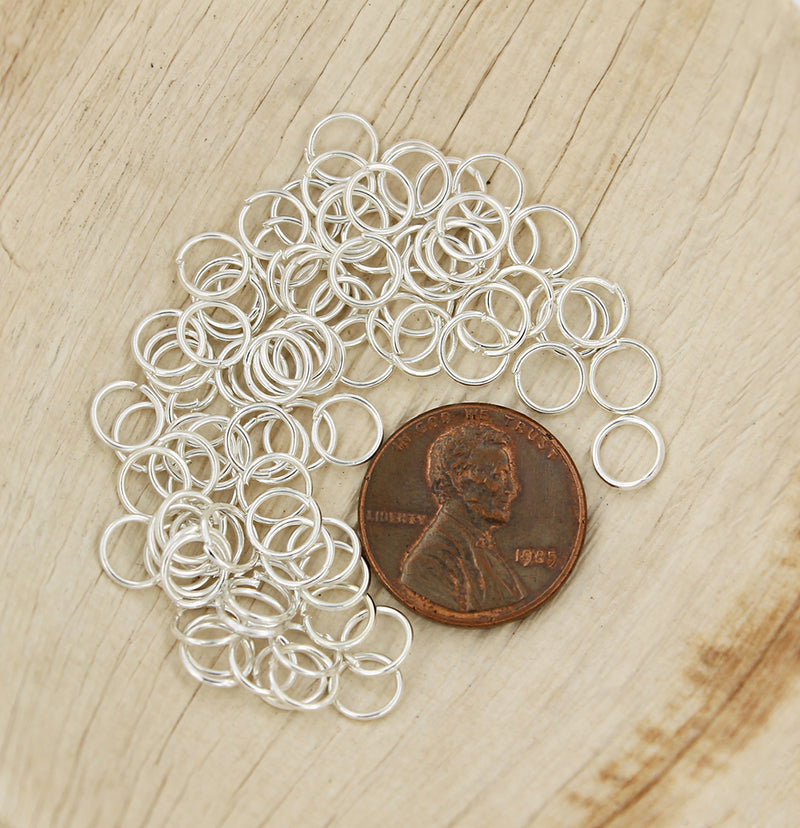 Silver Tone Jump Rings 6mm x 0.7mm - Open 21 Gauge - 350 Rings -  J108