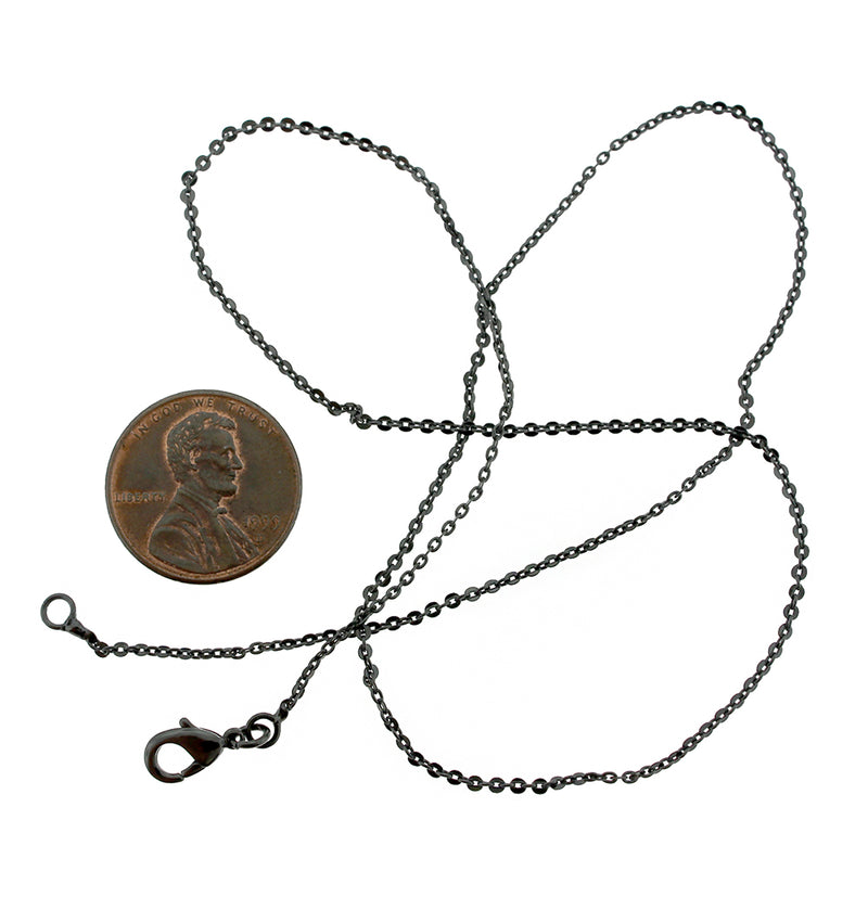 Black Tone Cable Chain Necklace 16" - 1.5mm - 1 Necklace - N539