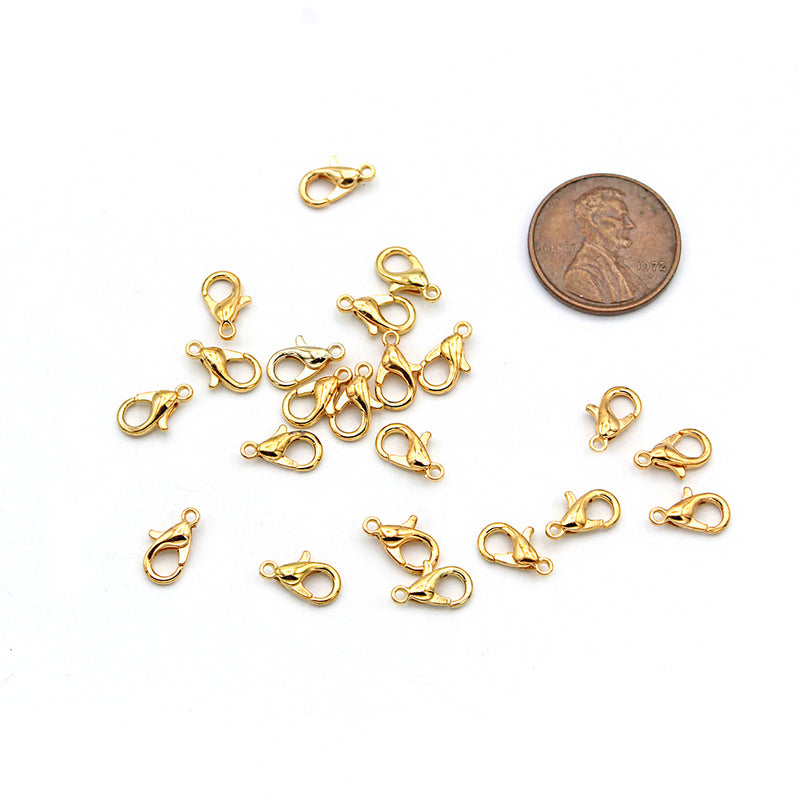 Gold Tone Lobster Clasps 10mm x 6mm - 20 Clasps - FF277