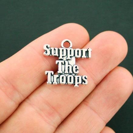 8 Support The Troops Antique Silver Tone Charms - SC6100