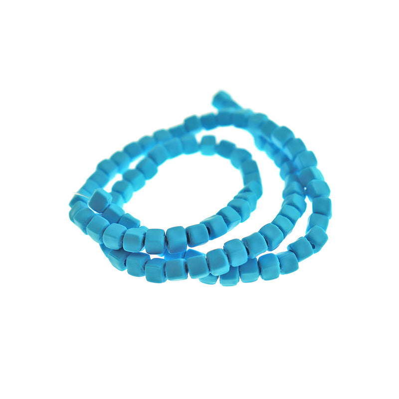 Cube Polymer Clay Beads 5mm - Blue - 1 Strand 86 Beads - BD1539