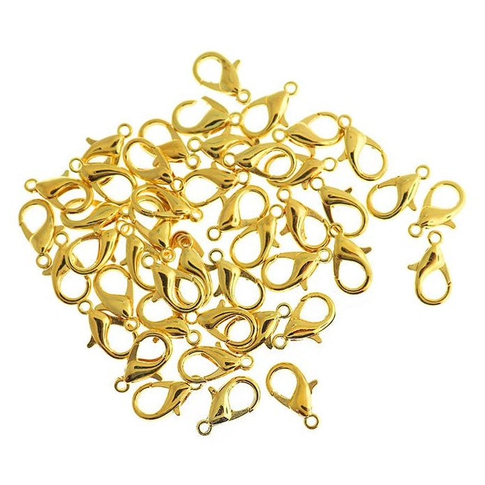 Gold Tone Lobster Clasps 16mm x 8mm - 15 Clasps - FF311