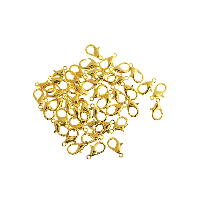 Gold Tone Lobster Clasps 16mm x 8mm - 75 Clasps - FF311