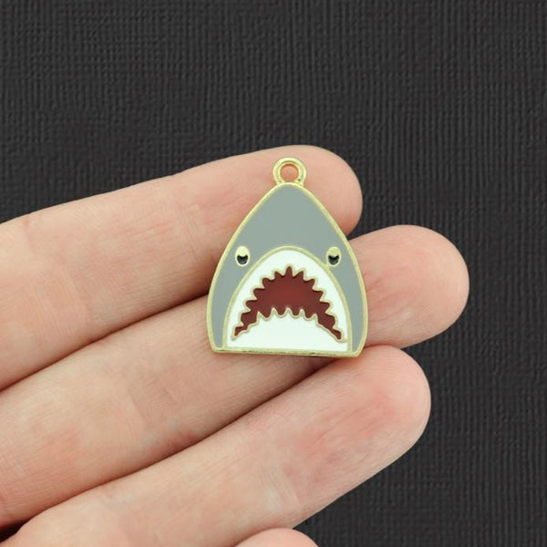 2 Shark Gold Tone Enamel Charms - E632