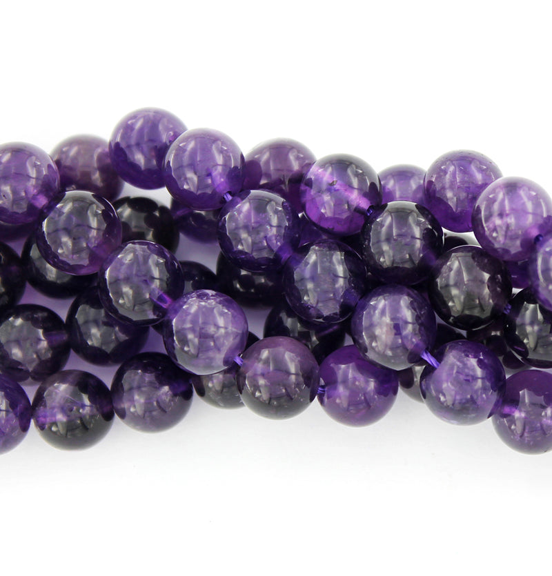Round Natural Amethyst Beads 6mm - Deep Purple AAA Grade - 10 Beads - BD885