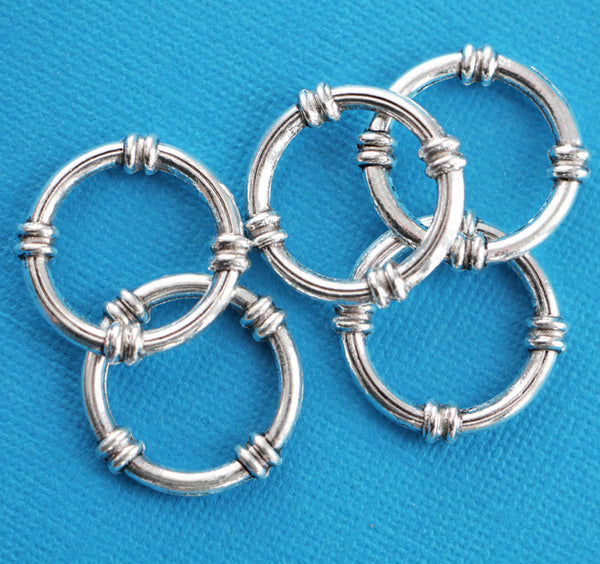 Antique Silver Tone Jump Rings 25mm x 3mm - Closed 9 Gauge - 5 Rings - FD219