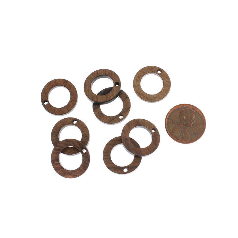 2 Open Round Natural Wood Charms 18mm - WP234