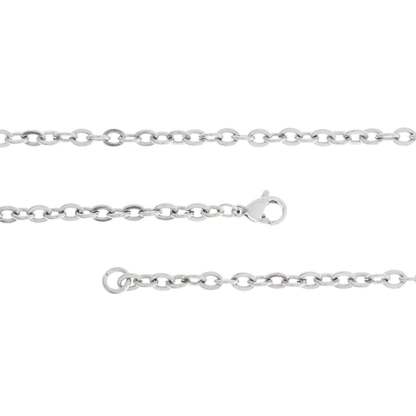 Colliers de chaîne de câble de ton argent 18" - 2mm - 10 colliers - N420