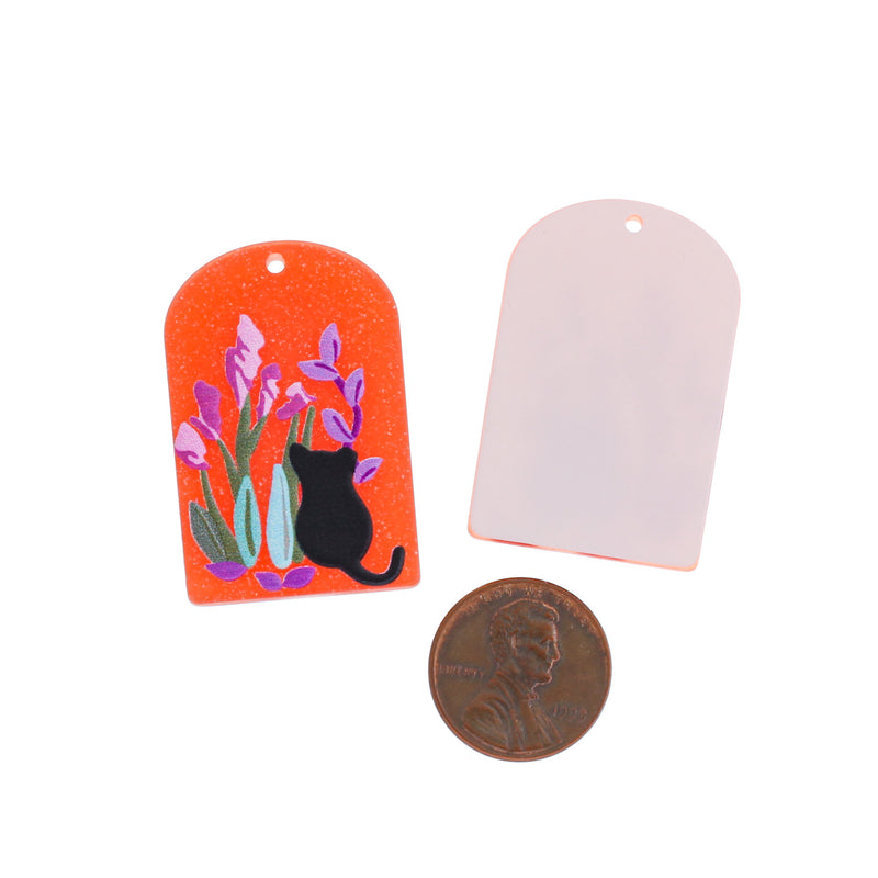 Floral Cat Acrylic Charm - K047