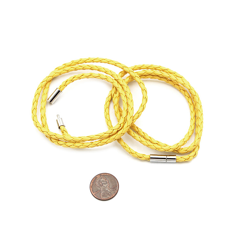 Bracelet Wrap Simili Cuir Jaune 23.2" - 4mm - 1 Bracelet - N714