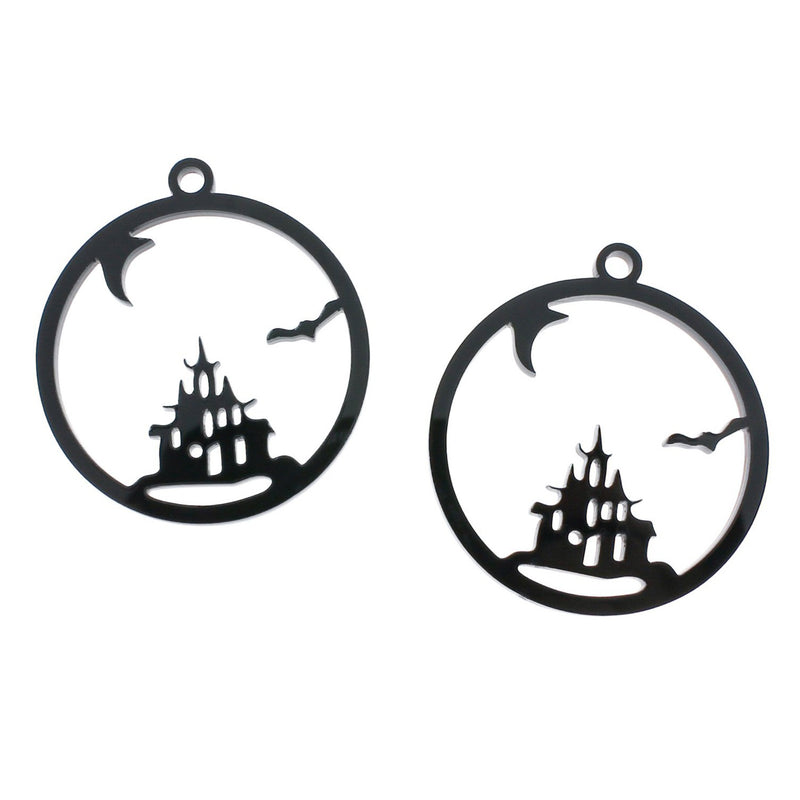 2 Castle Outline Acrylic Charms - K462