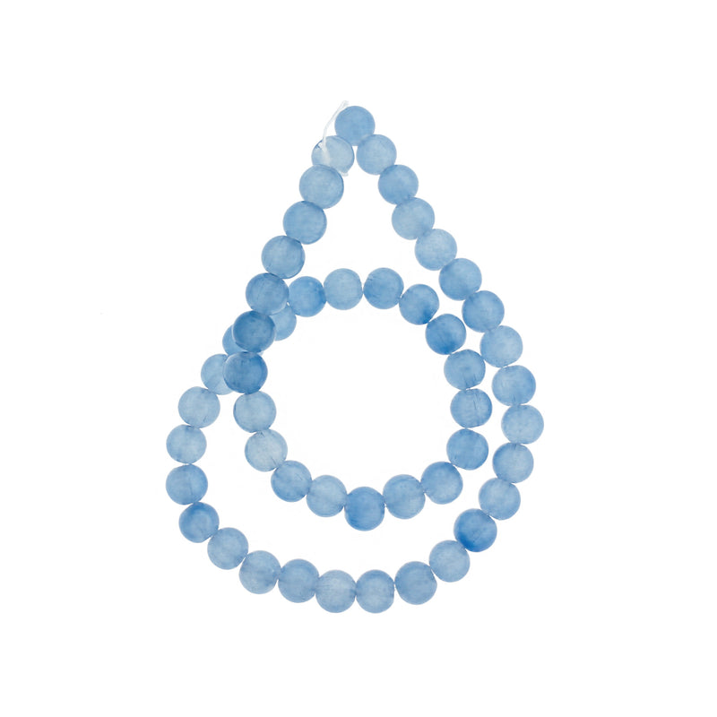 Perles Imitation Jade Rondes 8mm - Bleu Bleuet - 1 Rang 50 Perles - BD2692