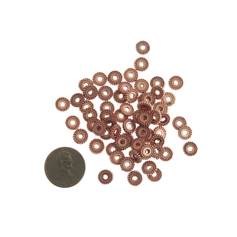 Daisy Spacer Beads 7mm - Rose Gold Tone - 50 Beads - GC381