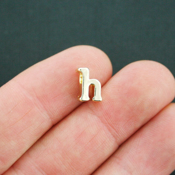 SALE Letter H Spacer Beads 9mm x 4mm - Gold Tone - 4 Beads - GC672