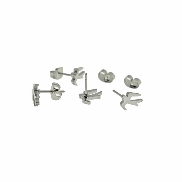 Boucles d'Oreilles Acier Inoxydable - Clous Hirondelles - 8mm x 6mm - 2 Pièces 1 Paire - ER824