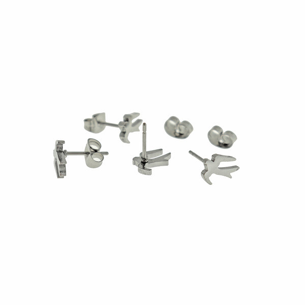Stainless Steel Earrings - Swallow Studs - 8mm x 6mm - 2 Pieces 1 Pair - ER824