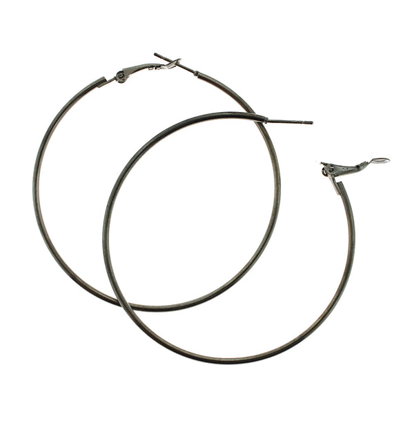 Hoop Earrings - Lever Back Round Earring Wires Gunmetal Tone - 2 Pieces 1 Pair - Z063