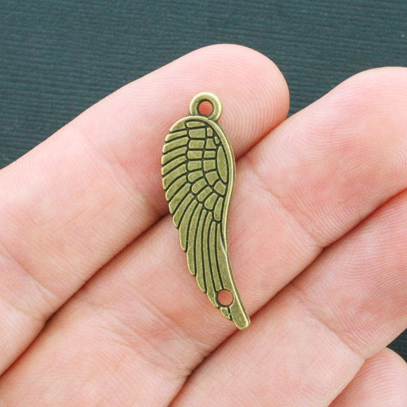 VENTE 5 Wing Connector Antique Bronze Tone Charms 2 Sided - BC1073
