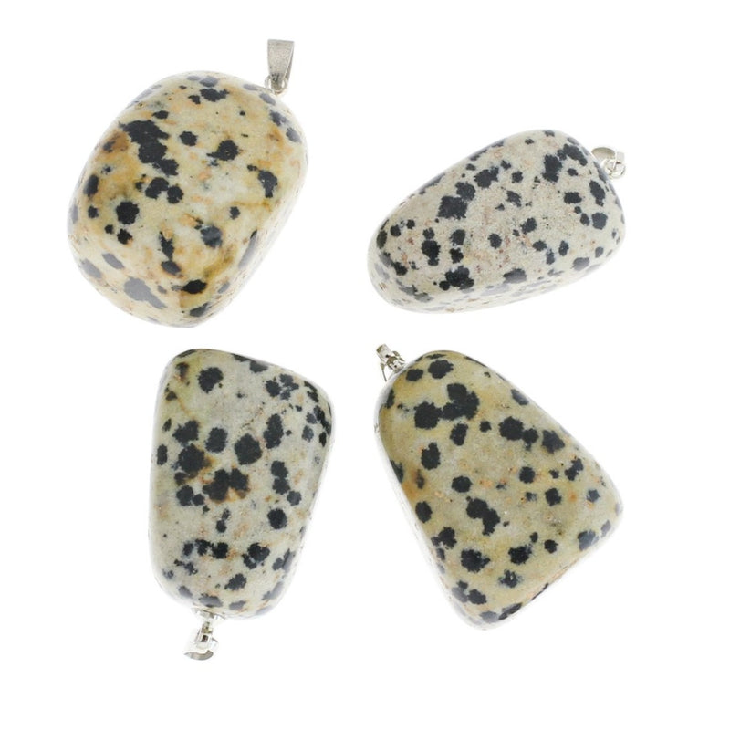 2 Natural Dalmatian Jasper Gemstone Pendants 3D - GEM154