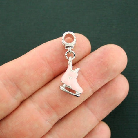 4 Ice Skates Silver Tone Enamel Charms 3D - E201