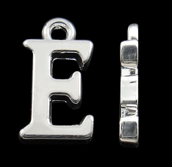 4 Letter E Alphabet Silver Tone Charms - SC2340