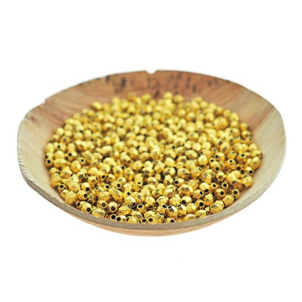 Faceted Spacer Beads 3.5mm x 3.5mm - Gold Tone - 50 Beads - GC865