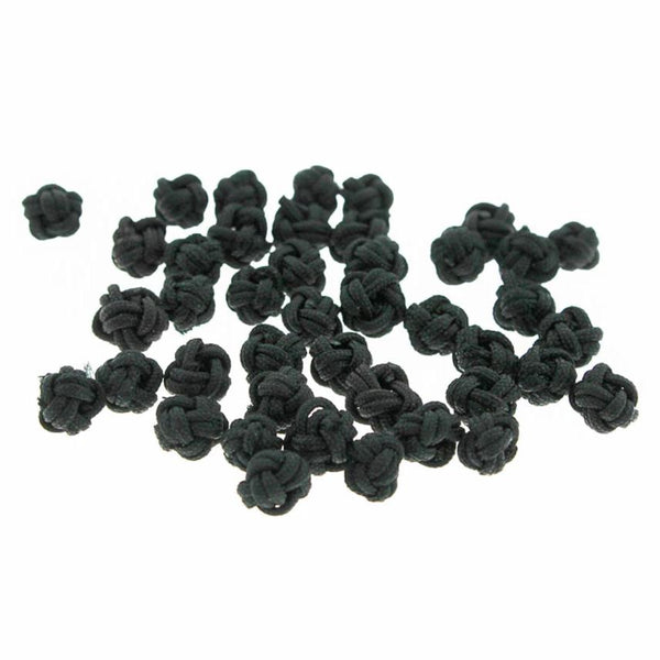 Round Polyester Knot Beads 5mm x 6mm - Midnight Black - 20 Beads - BD422