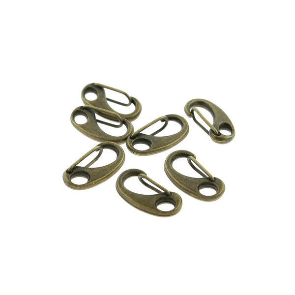 Fermoir mousqueton couleur bronze - 16 mm x 8 mm - 6 fermoirs - Z1003