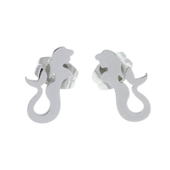 Stainless Steel Earrings - Mermaid Studs - 12mm x 6mm - 2 Pieces 1 Pair - ER198
