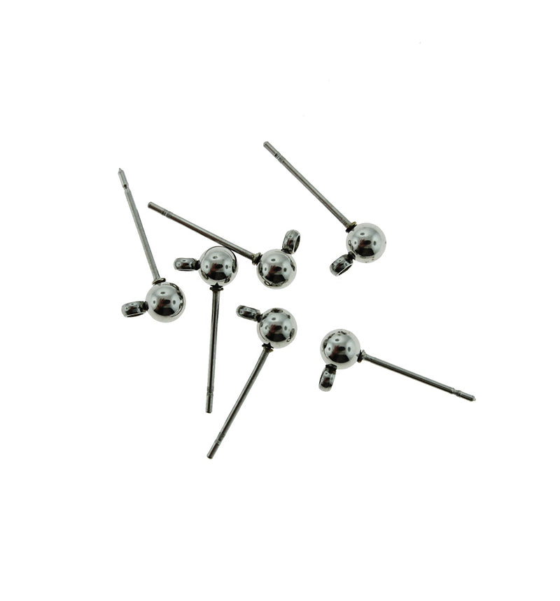 Stainless Steel Earrings - Stud Bases With Loop - 6mm x 4mm x 16mm - 10 Pieces 5 Pairs - Z1090