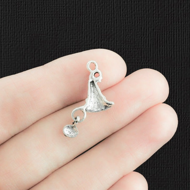 8 Witch Hat Antique Silver Tone Charms - SC1112