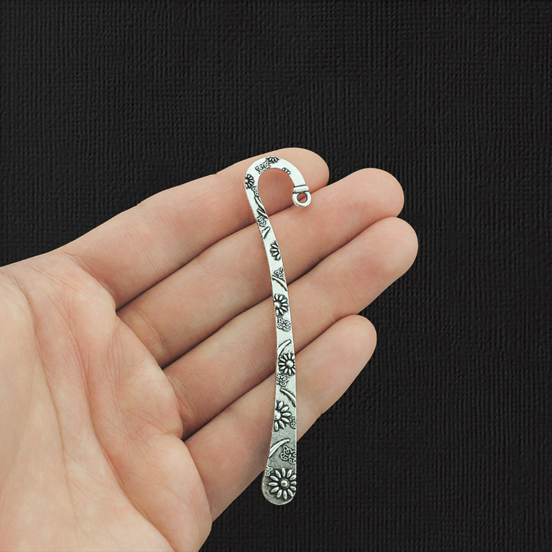 2 Bookmark Bases Antique Silver Tone Charms 2 Sided - SC2840