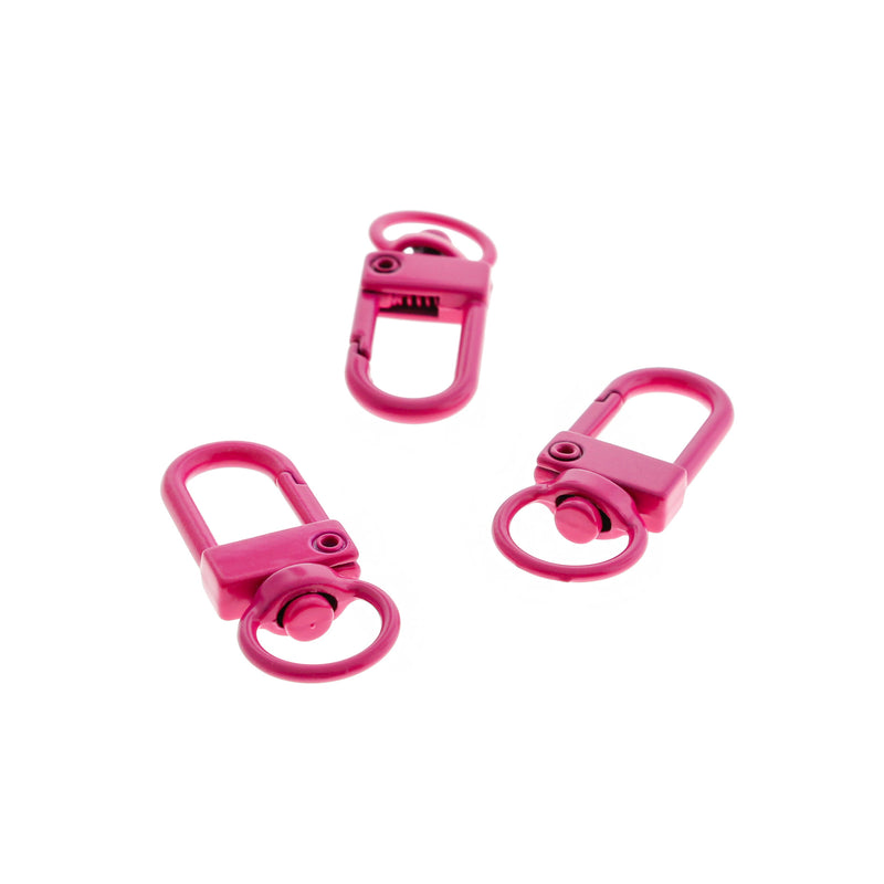Pink Enamel Swivel Lobster Clasps 34mm x 12mm - 4 Clasps - FD1019