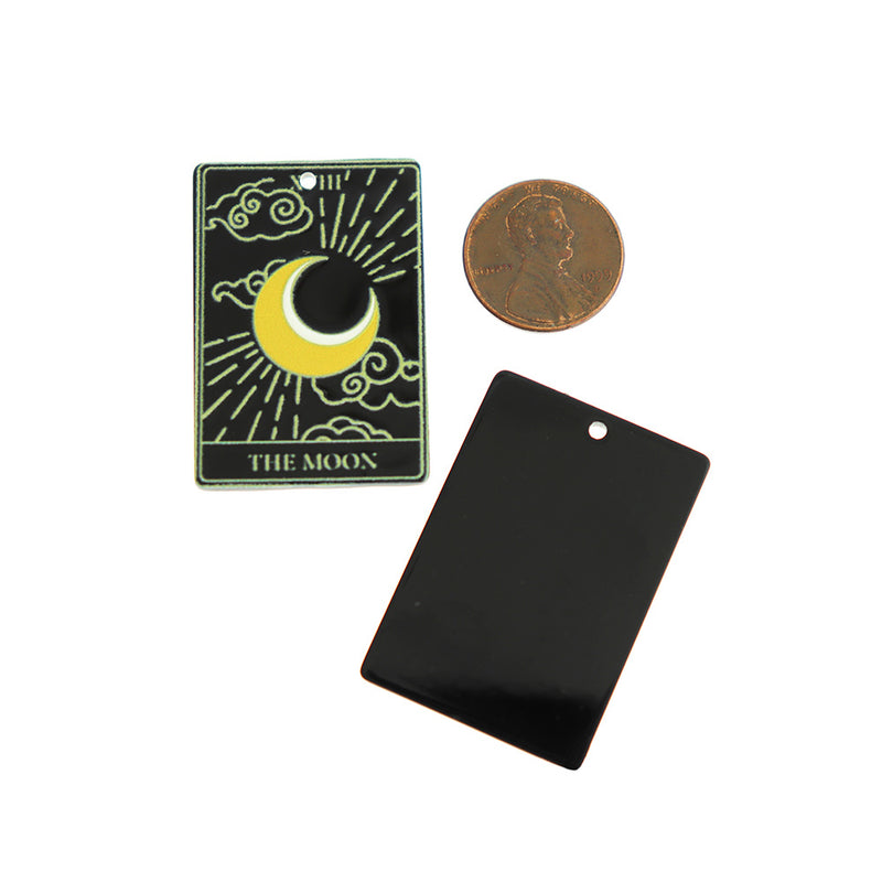 2 breloques en acrylique carte de tarot la lune - K696